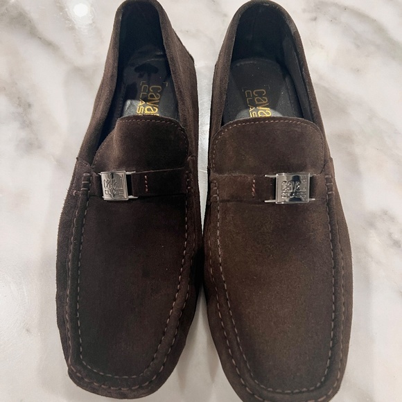 LIKE NEW Class Cavalli Dark Brown Slip-On Suede Logo Plaque Loafers/Driving Moc - Picture 3 of 16